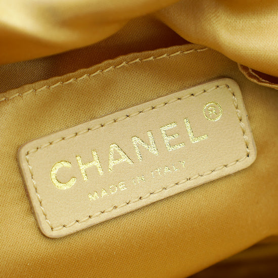 Chanel Gold CC Sequin Paillette Quilted Flap Clutch