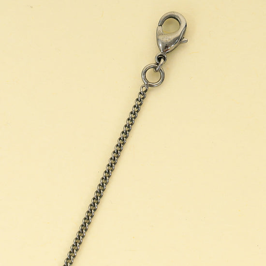 Chanel Black CC Enamel Pearl Drop Chain Necklace