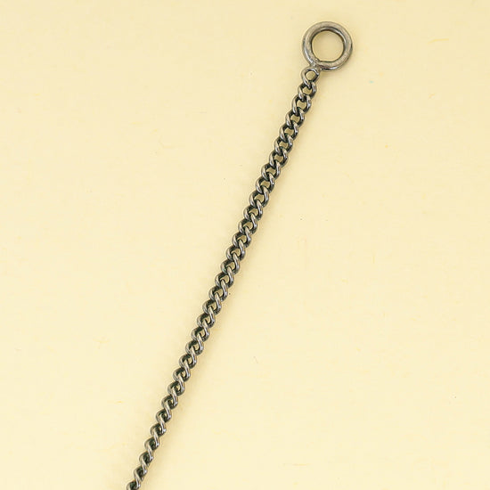 Chanel Black CC Enamel Pearl Drop Chain Necklace