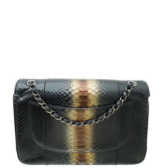 Chanel Bicolor CC Classic Python Double Flap Jumbo Bag