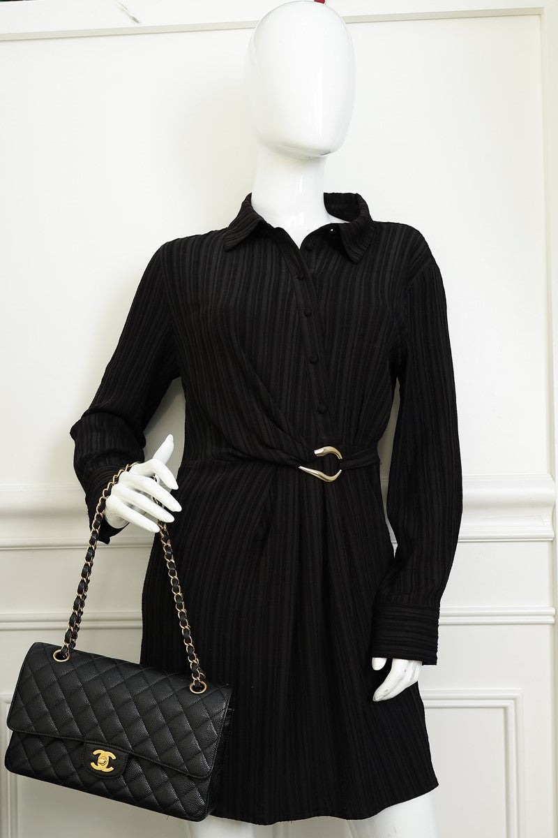 Chanel Black CC 11.12 Classic Double Flap Medium Bag