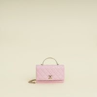 Chanel Pink CC Imitation Pearl Top Handle Wallet On Chain