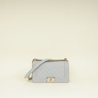Chanel Pale Grey Le Boy Medium Flap Bag