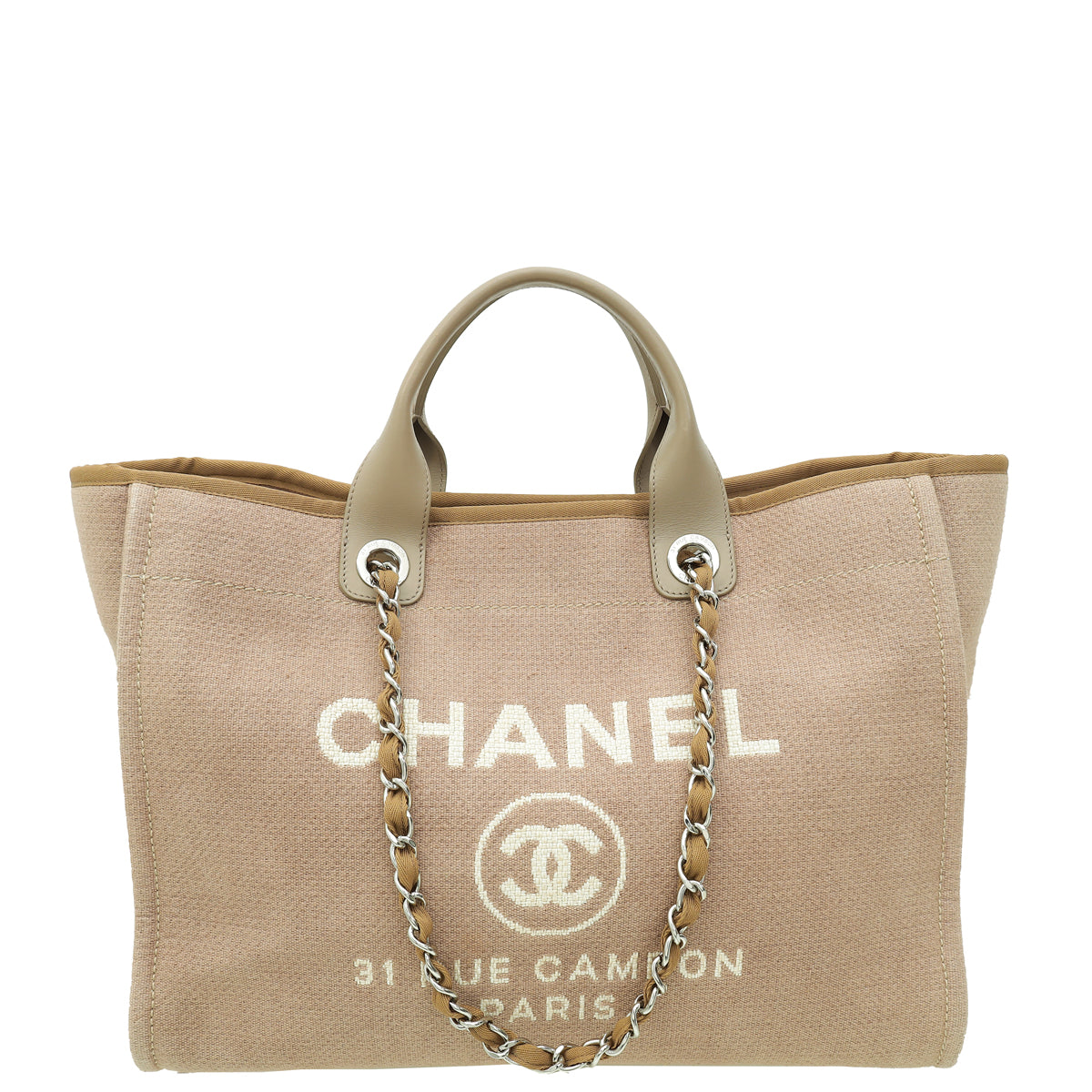 Chanel Beige CC Deauville Medium Mixed Fabric Tote Bag-Chanel-THE CLOSET