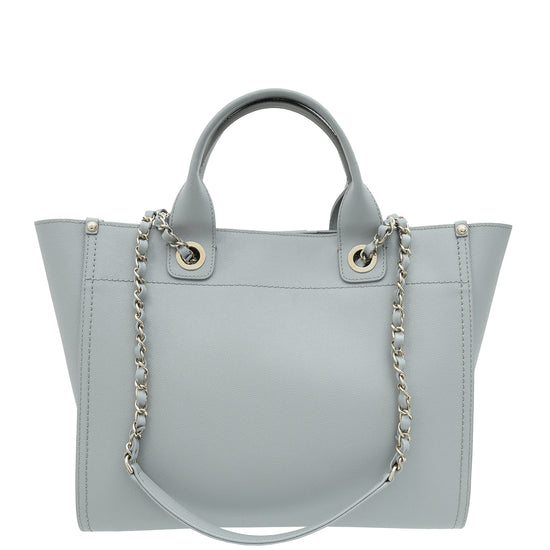Chanel Grey CC Deauville Studded Medium Tote Bag