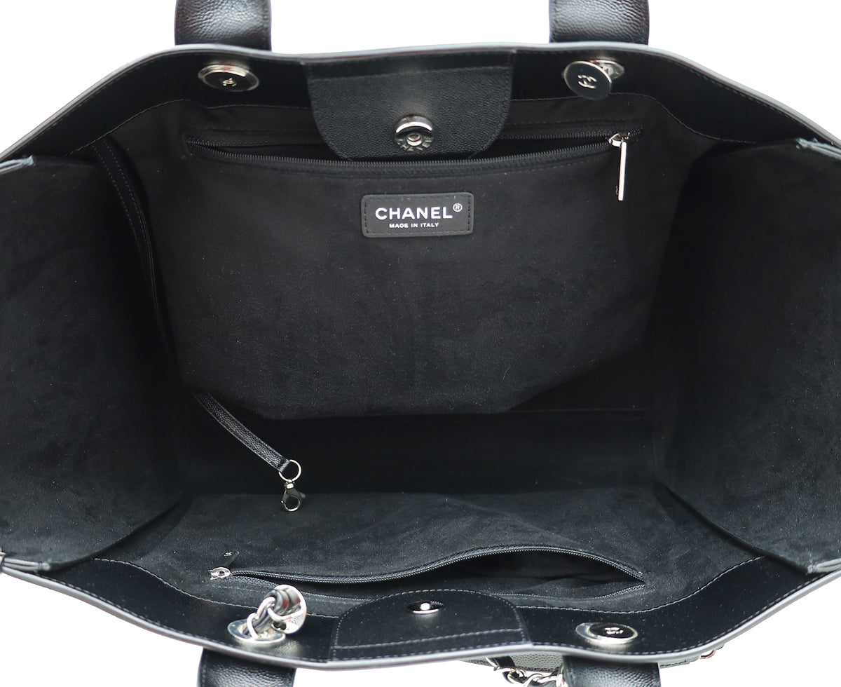 Chanel Black CC Deauville Studded Medium Bag