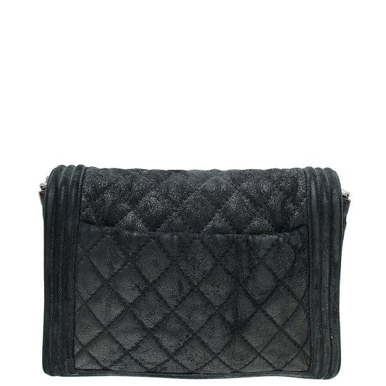 Chanel Black Goatskin Quilted Medium Gentle Boy Flap Bag