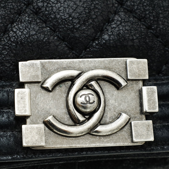 Chanel Black Goatskin Quilted Medium Gentle Boy Flap Bag