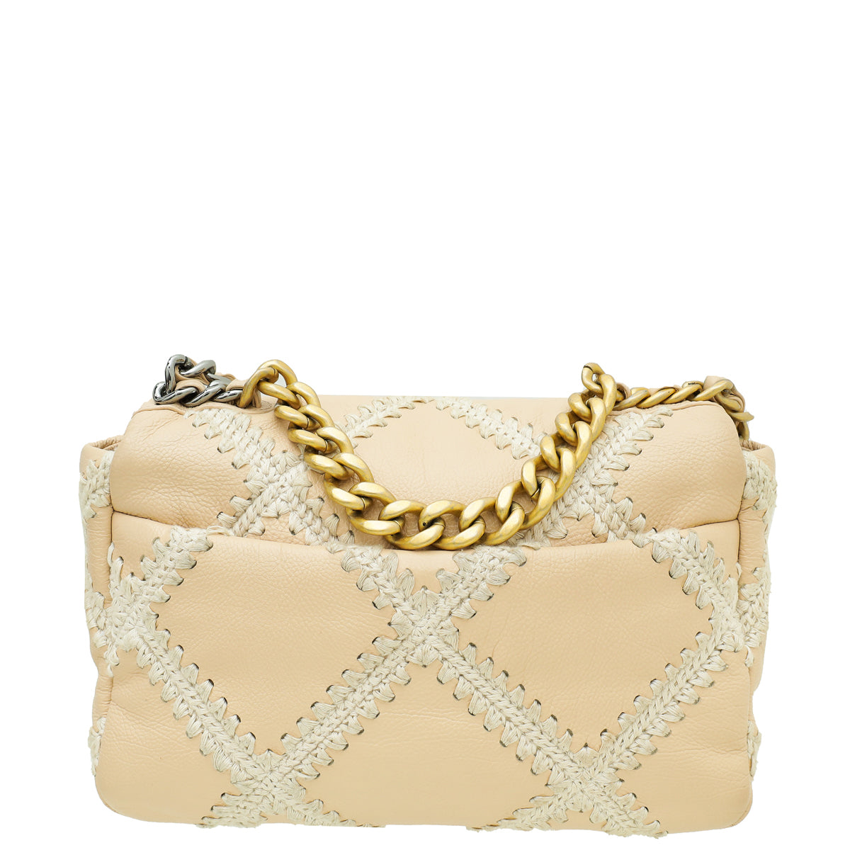 Chanel Beige CC Crochet Chanel 19 Flap Bag