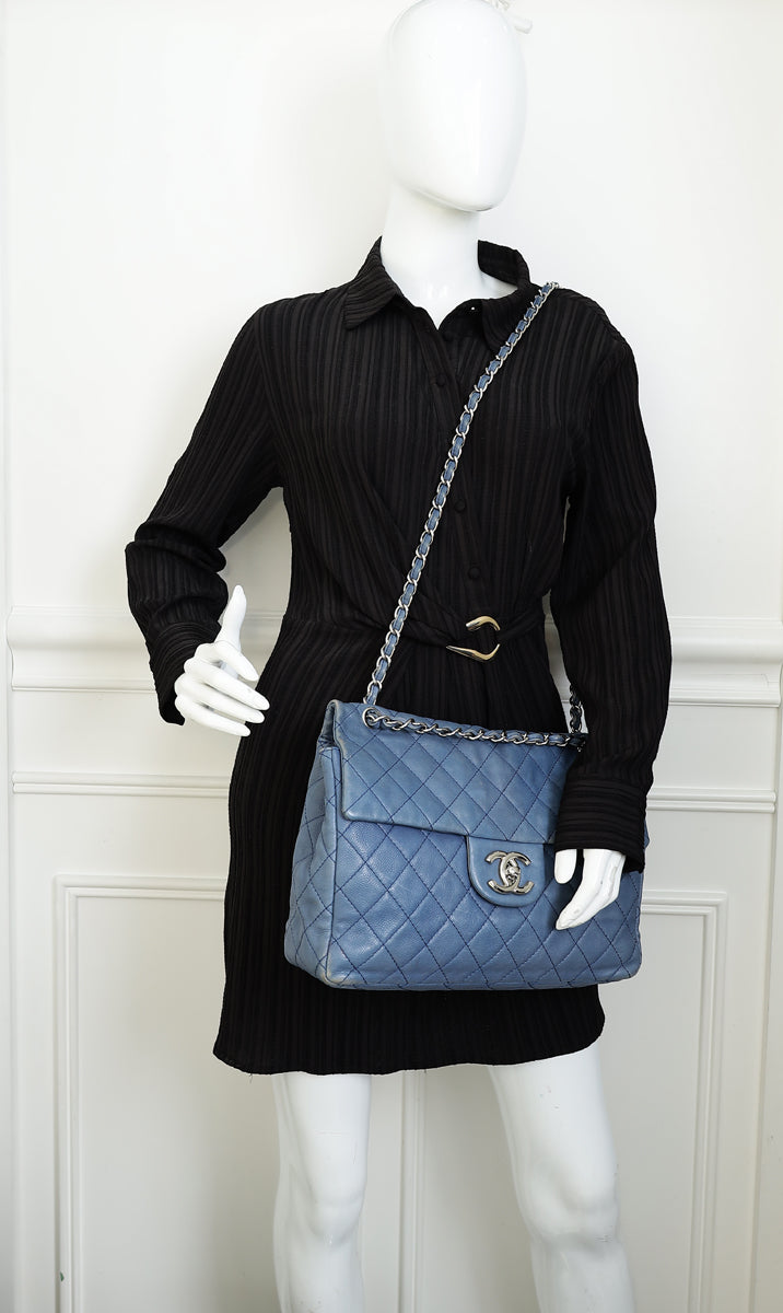 Chanel Blue Classic Jumbo XL Flap Maxi Bag – THE CLOSET