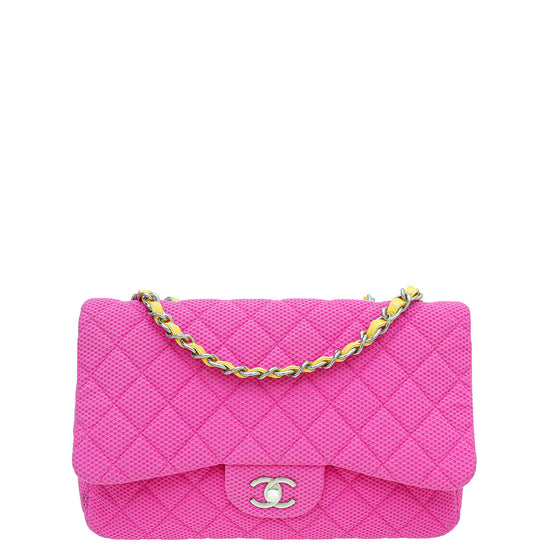 Chanel Bicolor CC Classic Perforated Jersey Single Jumbo Flap Bag