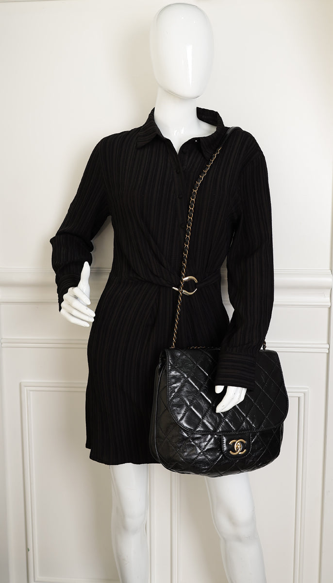 Chanel Black CC Bubble Large Messenger Flap Bag-Chanel-THE CLOSET