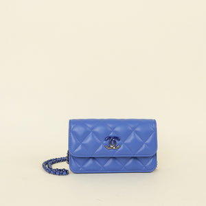 Chanel Blue CC Flap Phone Case with Chain
