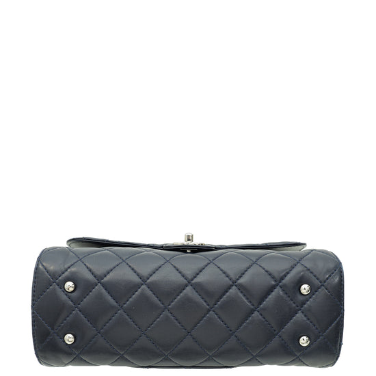 Chanel Navy Blue CC Kisslock Frame Compartment Bag