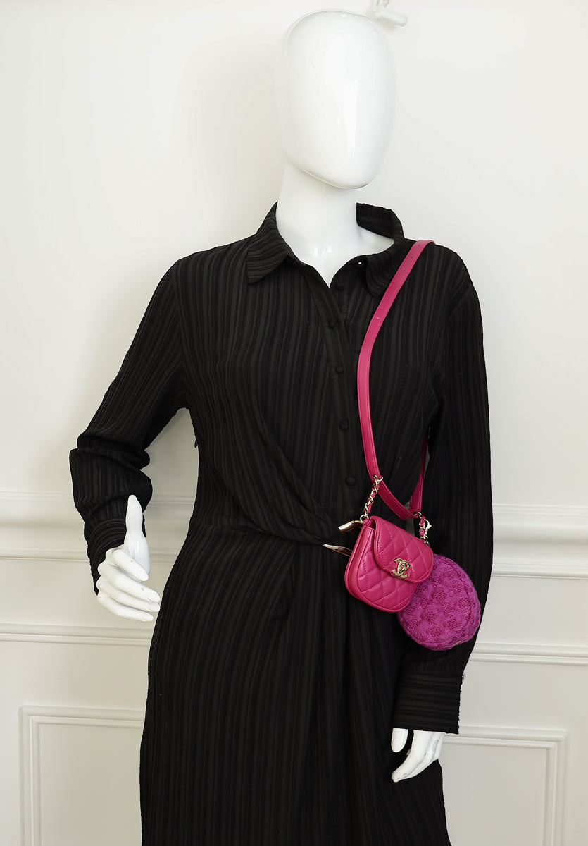 Chanel Fuchsia Mini Waist & Coin Purse Bag