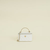 Chanel White CC Top Handle Vanity Chain
