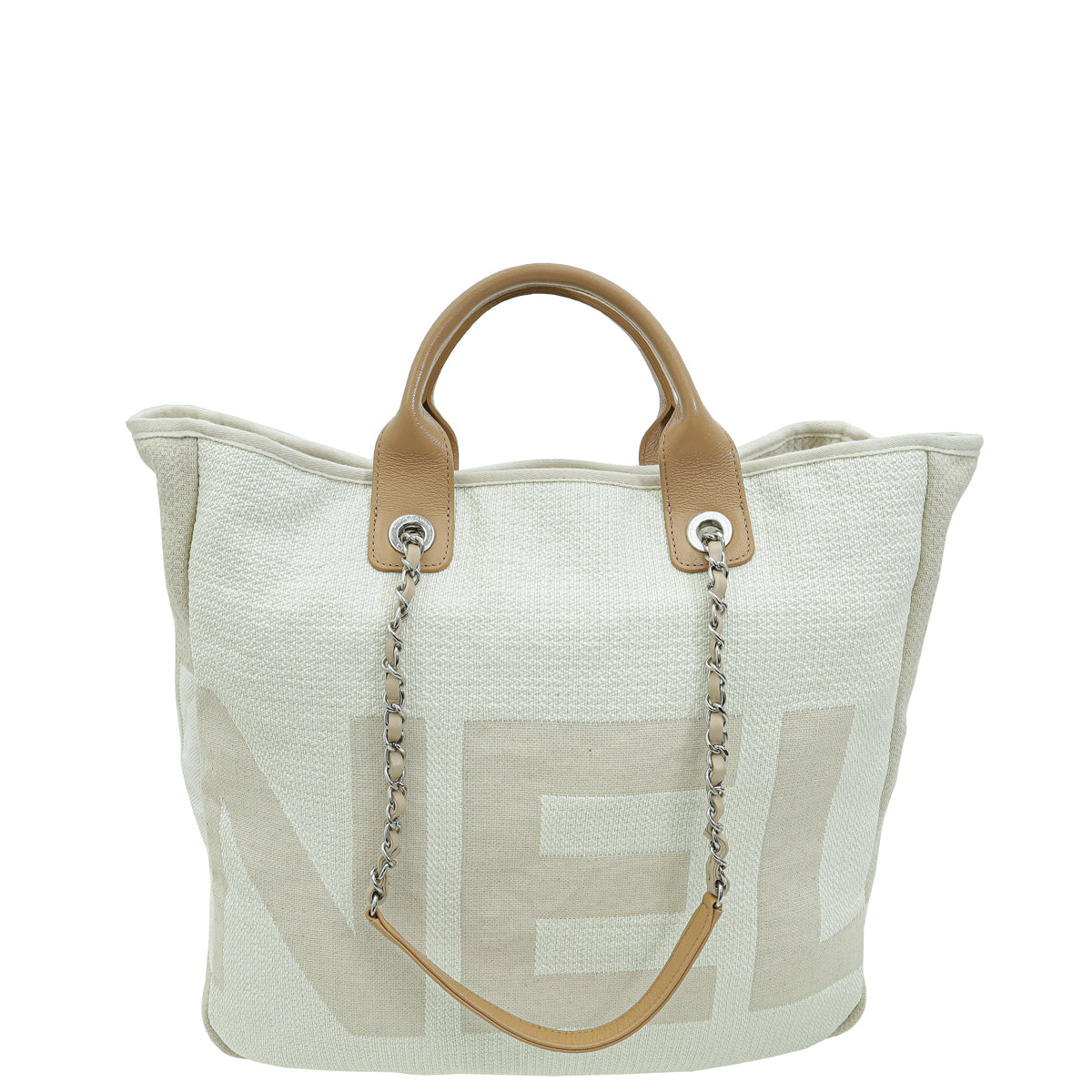 Chanel Bicolor Logo Mixed Fibers Deauville Tote Bag