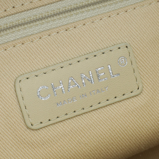 Chanel Bicolor Logo Mixed Fibers Deauville Tote Bag