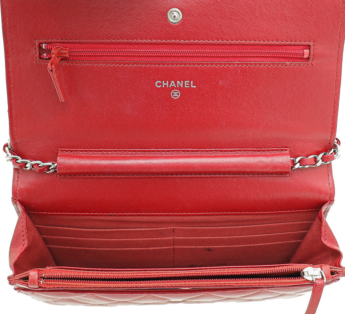 Chanel Red Classic Wallet on Chain