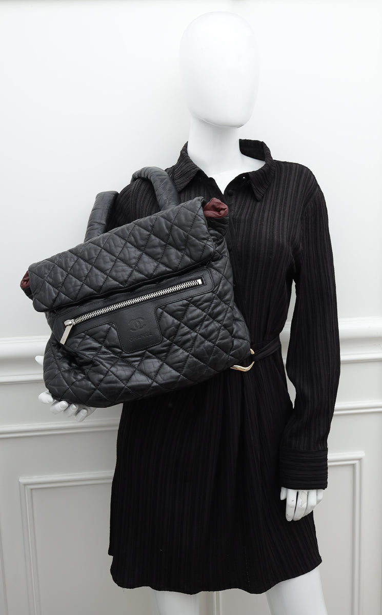 Chanel Black CC Coco Cocoon Quilted Backpack Bag