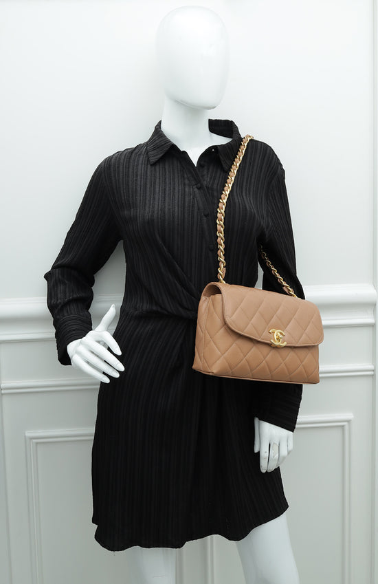 Chanel Caramel CC Curved Flap Bag – The Closet
