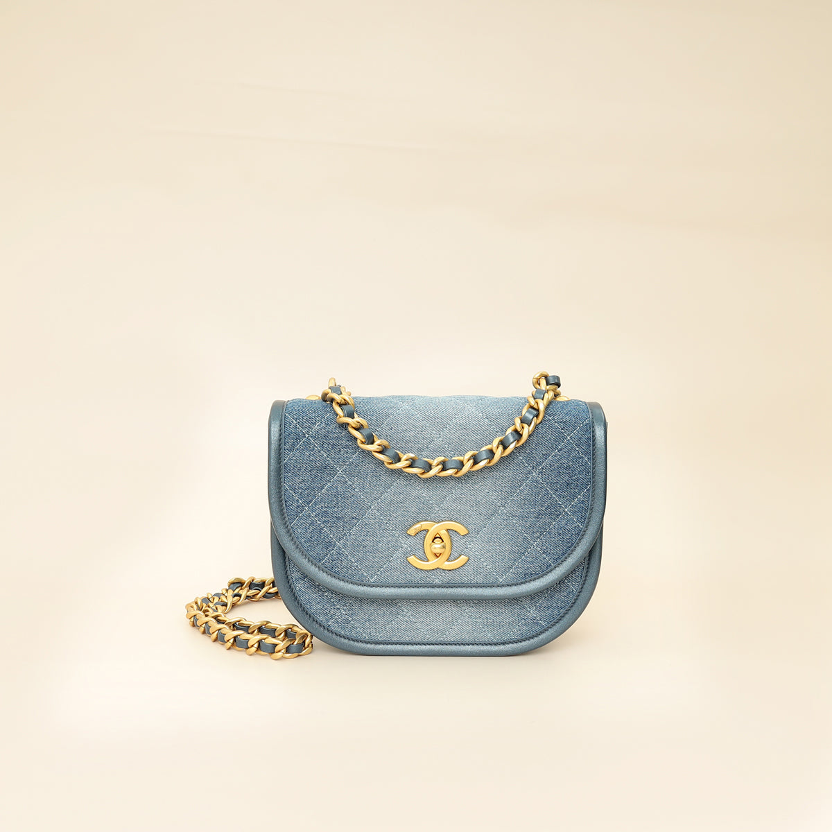 Chanel Blue CC Denim Messenger Bag-Chanel-THE CLOSET