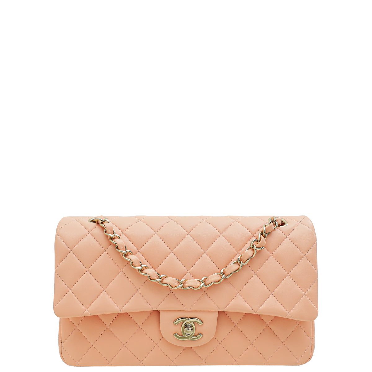 Chanel Salmon Pink CC Classic Double Flap Medium Bag-Chanel-THE CLOSET