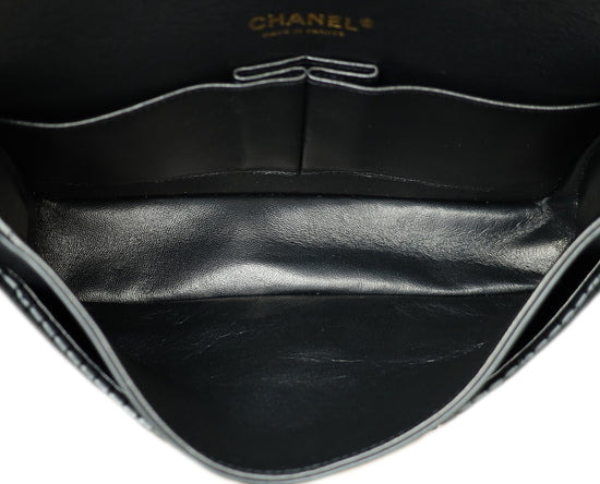 Chanel Black CC Pleated Chevron Classic Double Flap Medium Bag
