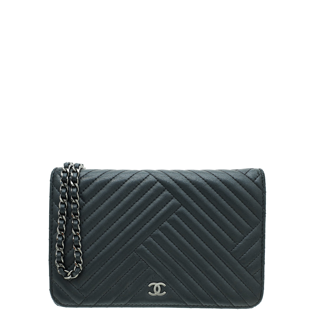 Chanel Black CC Crossing Wallet On Chain