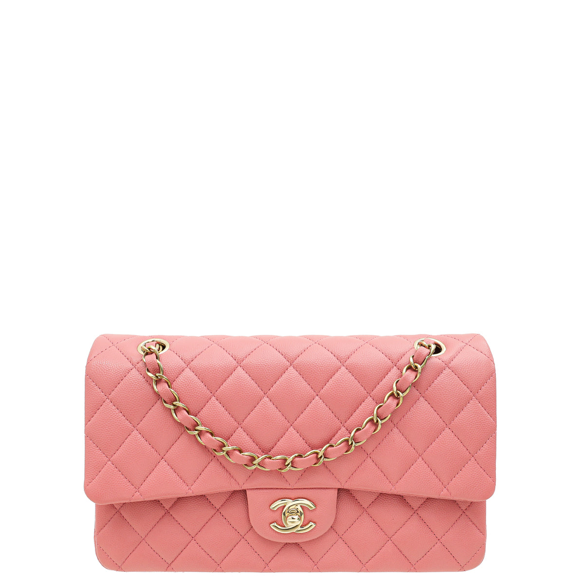 Chanel Rose Pink Classic Double Flap Medium Bag