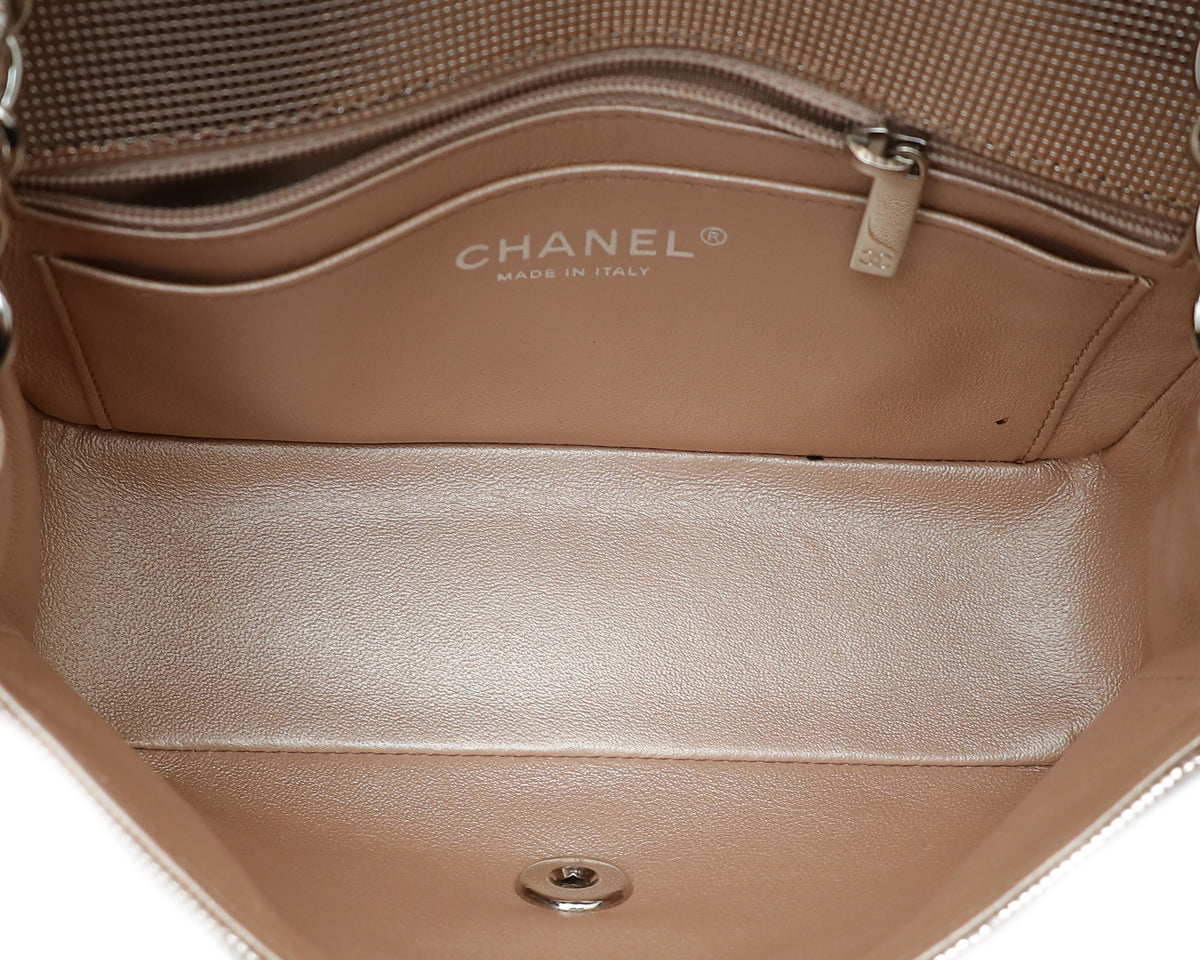 Chanel Metallic Pink CC Classic Pixel Effect Rectangular Mini Flap Bag