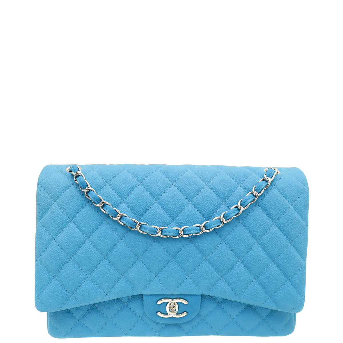 Chanel Blue CC Classic Nubuck Double Flap Maxi Bag-Chanel-THE CLOSET