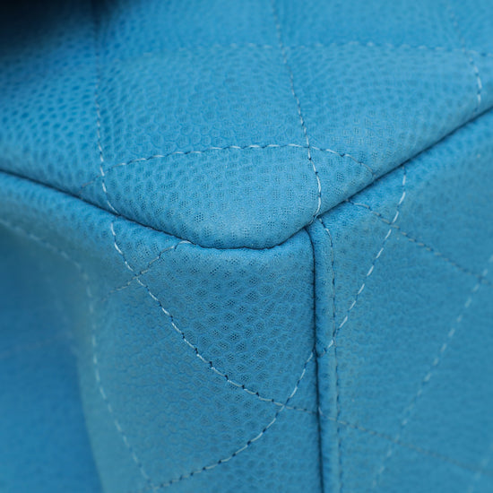 Chanel Blue CC Classic Nubuck Double Flap Maxi Bag