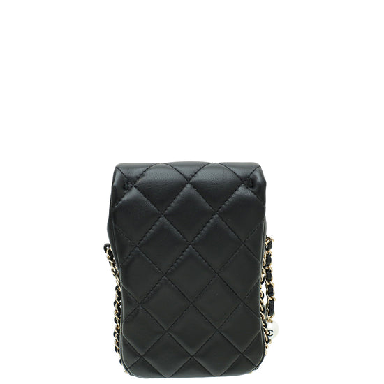 Chanel Black My Precious Pearls Phone Case Flap Bag