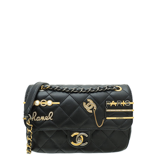 Chanel Black Coco Clips Flap Small Bag
