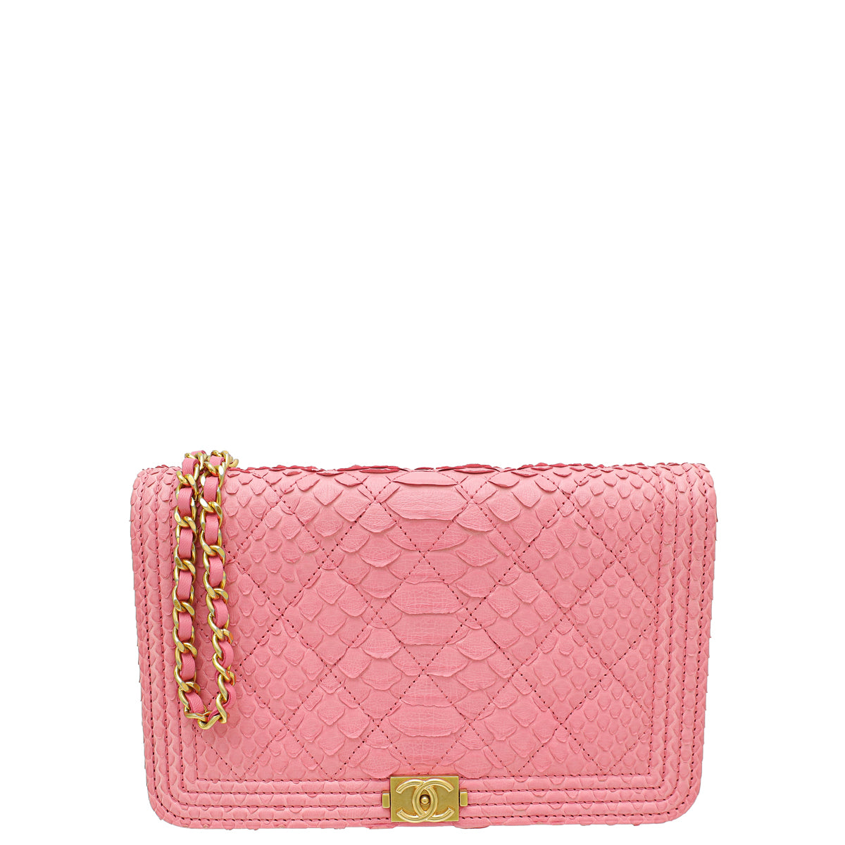 Chanel Pink Python Boy Wallet on Chain-Chanel-THE CLOSET