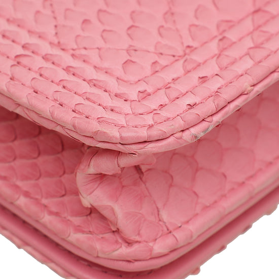 Chanel Pink Python Boy Wallet on Chain