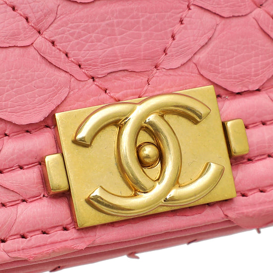 Chanel Pink Python Boy Wallet on Chain