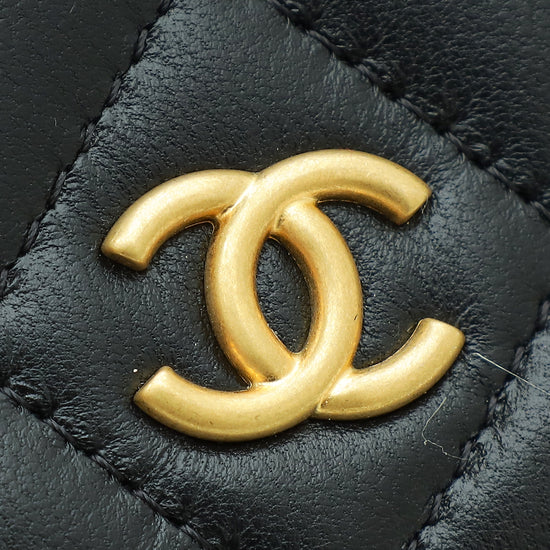 Chanel Black CC Coco Heart Resin Wallet On Chain