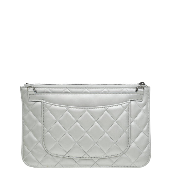 Chanel Silver Grey CC Multi Pochette Crossbody Bag