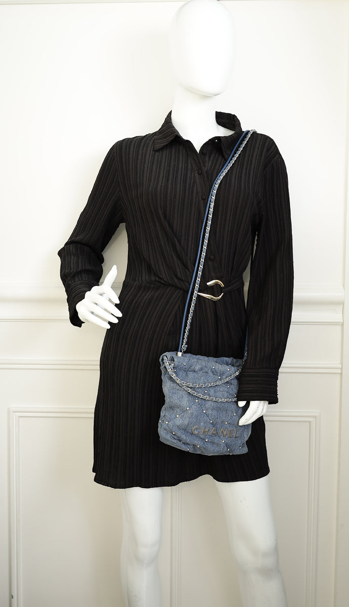 Chanel Blue CC 22 Denim Embellished Mini Bag