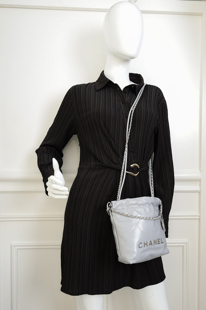 Chanel Grey CC 22 Mini Shiny Bag