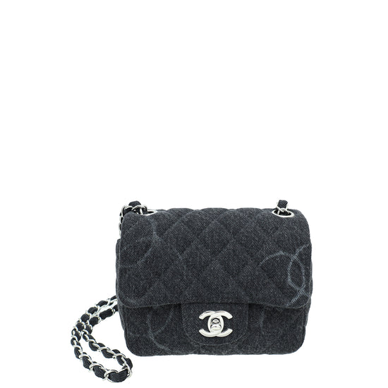 Chanel Black CC Print Denim Square Mini Bag