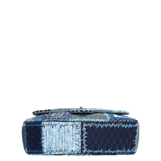 Chanel Blue CC Denim Patch Work Single Flap Jumbo Bag – The Closet