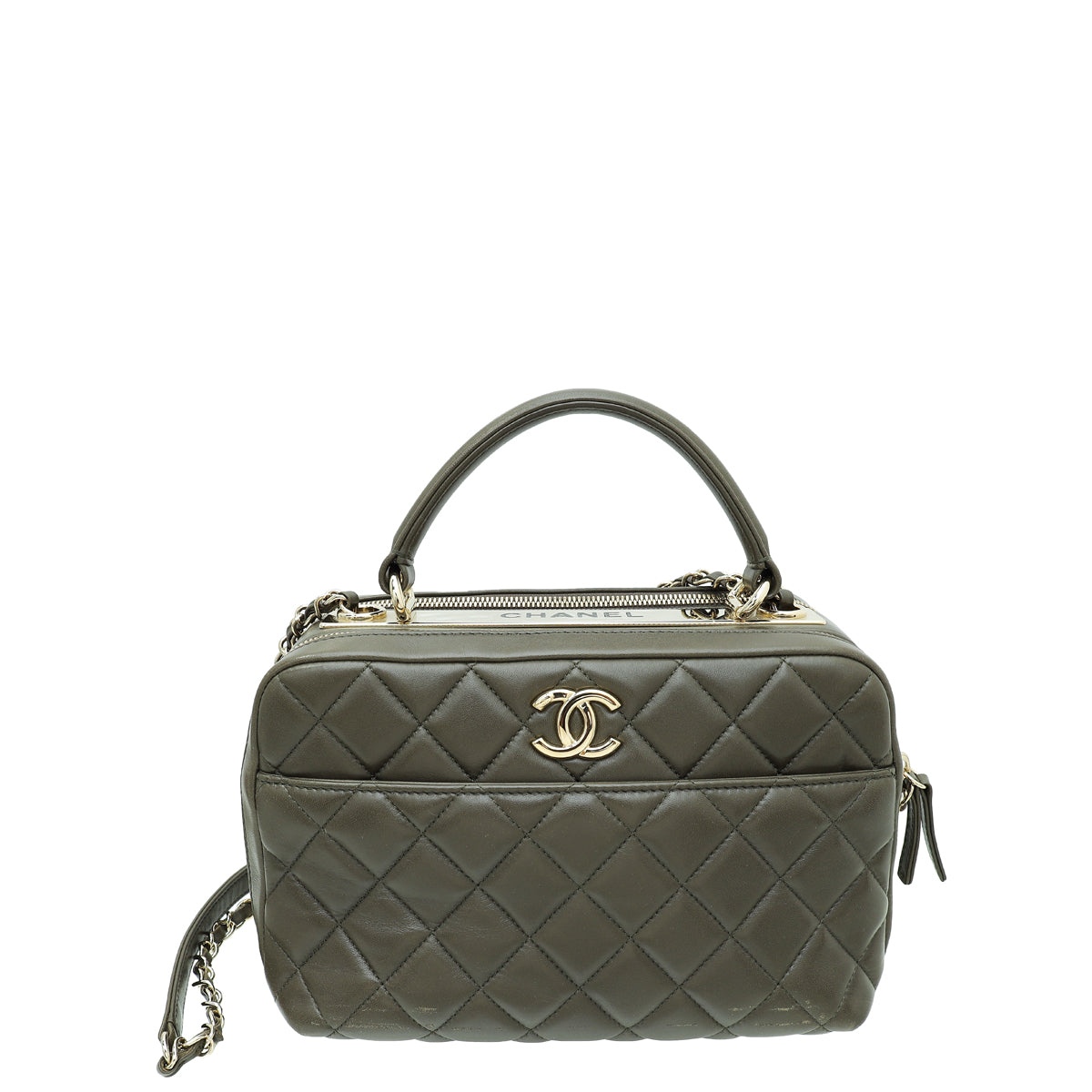 Chanel Khaki CC Trendy Bowling Medium Bag-Chanel-THE CLOSET