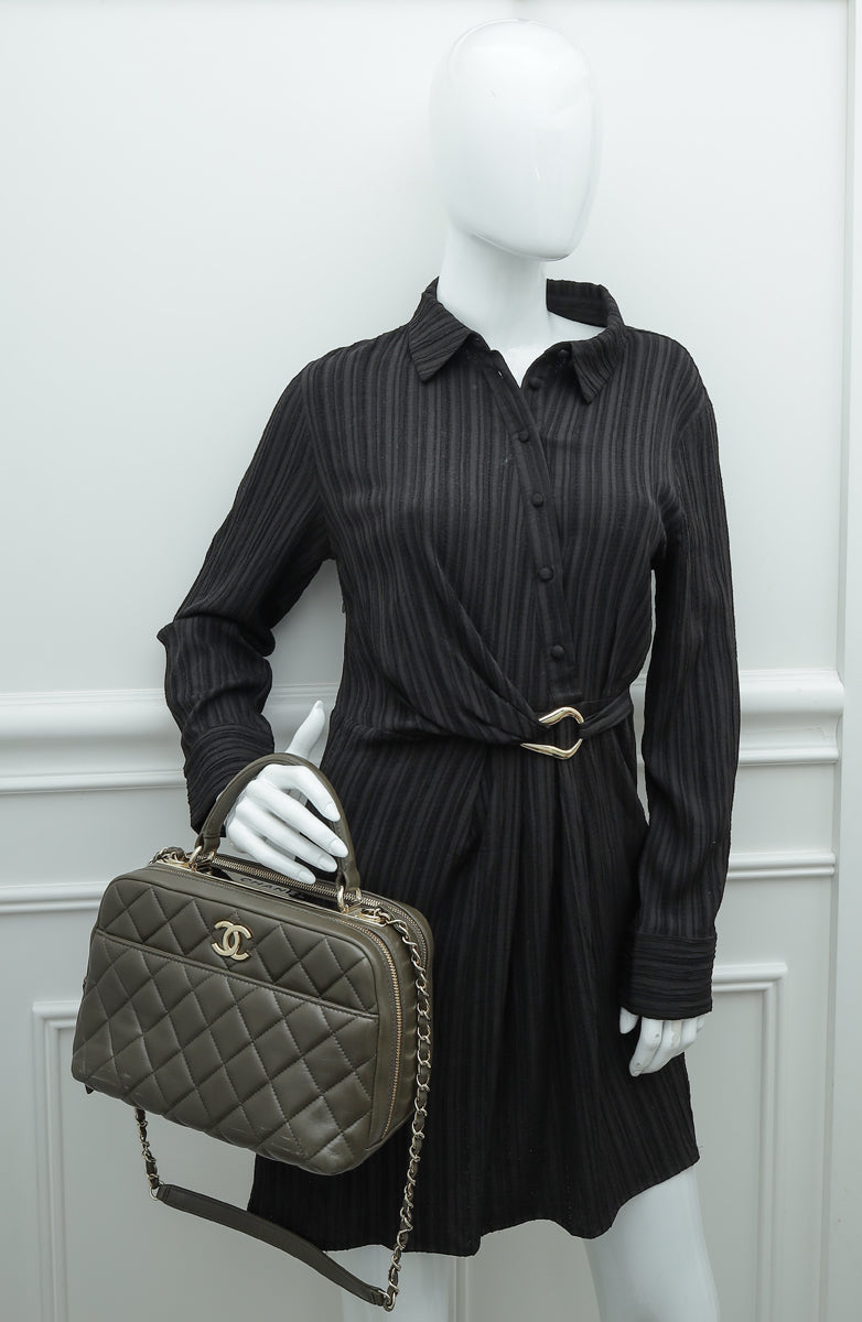 Chanel Khaki CC Trendy Bowling Medium Bag – The Closet