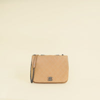 Chanel Beige Messenger Hobo Flap Bag