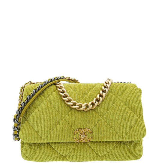 Chanel Kiwi 19 Corduroy Quilted Maxi Flap Bag