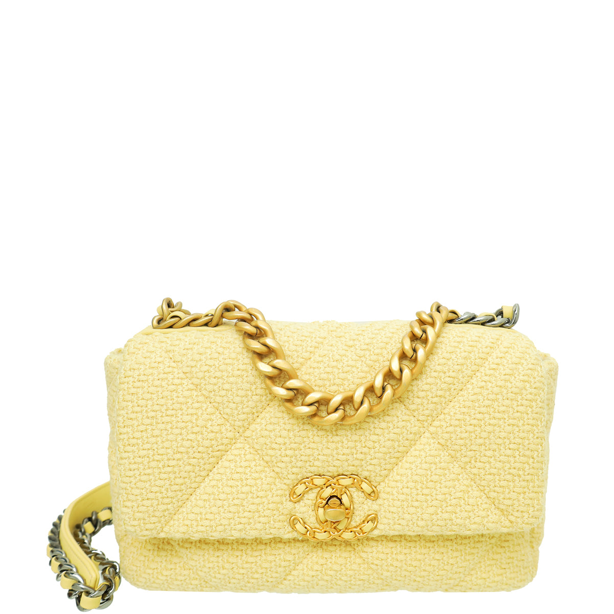 Chanel Light Yellow CC 19 Wool small Flap Bag-Chanel-THE CLOSET
