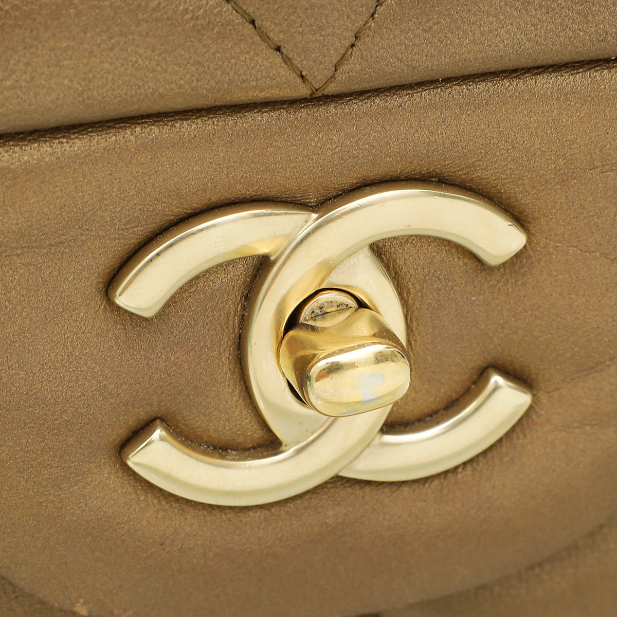 Chanel Metallic Bronze Classic Double Flap Jumbo Bag